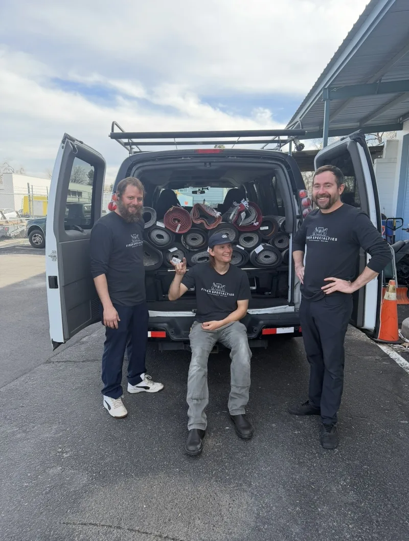 The Fiber Specialties pickup team at the loaded van after a day of Treasure Valley collections