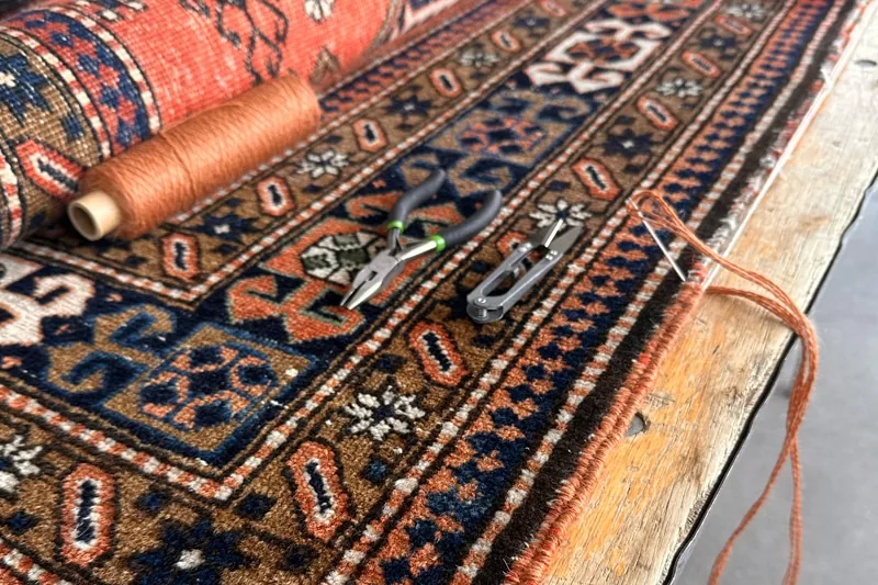 A rug side cord after repair